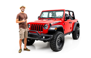 Tourist with jeep